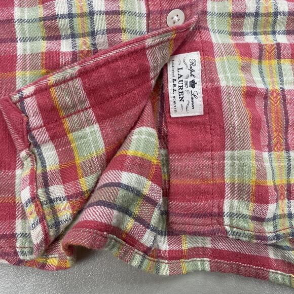 Ralph Lauren Flannel Top Women XS Pink Plaid Coastal Cowgirl Cabincore Button Up - Picture 8 of 11